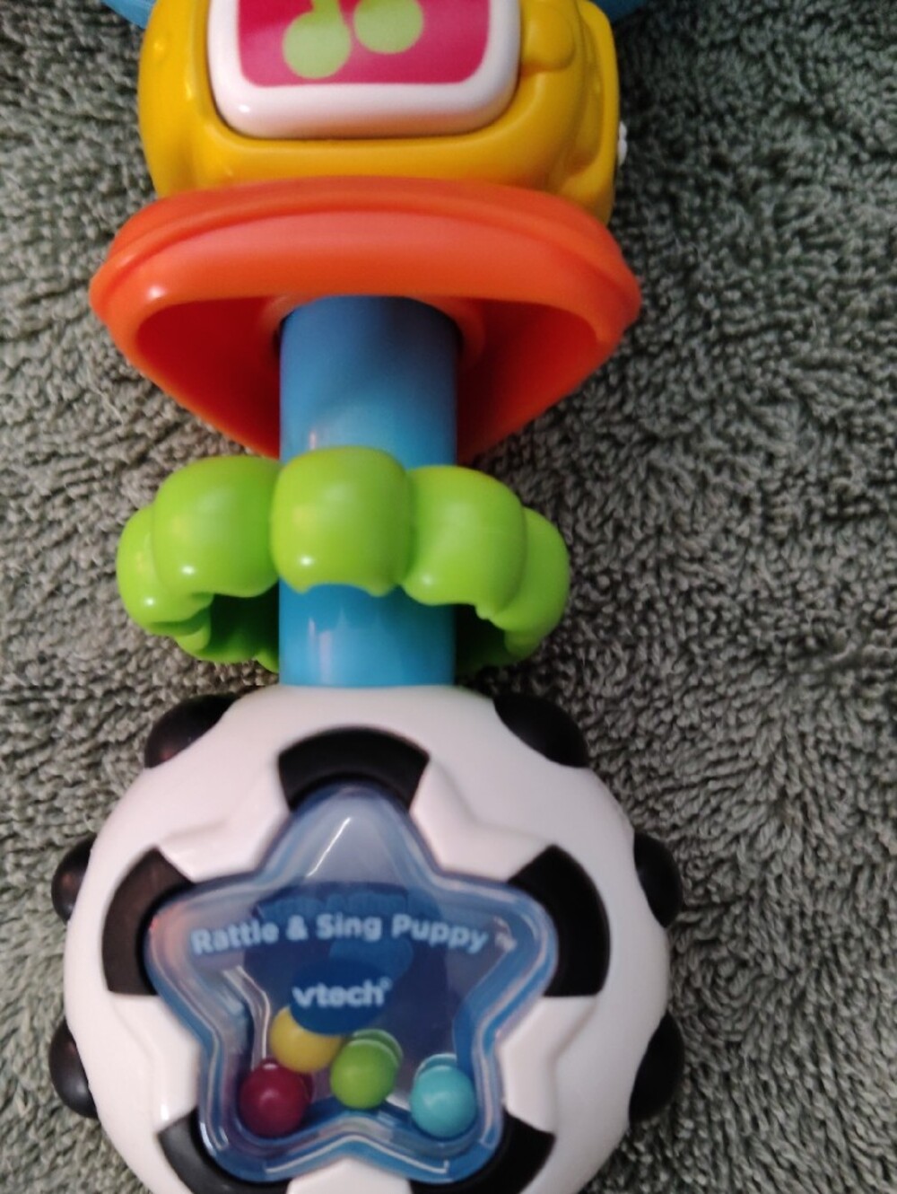VTech Blue Puppy Rattle Toy with Colorful Patterned Ears - Picture 4 of 5